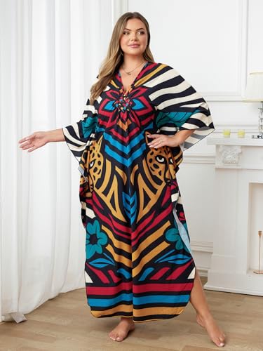Image of Kaftan Dress for Women - Plus Size Caftan Maxi Beach Dress Moo Moos Loungewear, Swimsuit Cover Up for Beach, Pool or Vacation