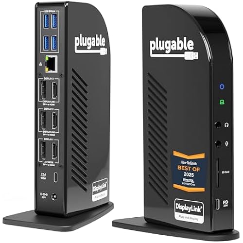 Plugable 13-in-1 USB C Docking Station 4K Triple Monitor with 100W Power Delivery | USB C Dock for Windows, Mac, ChromeOS, Thunderbolt | Driver Required | 3X HDMI and 3X DisplayPort (UD-ULTC4K)