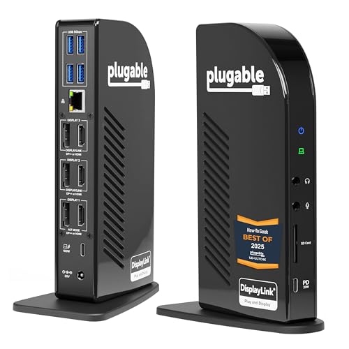 Plugable 13-in-1 USB C Docking Station 4K Triple Monitor with 100W Power Delivery | USB C Dock for Windows, Mac, ChromeOS, Thunderbolt | Driver Required | 3X HDMI and 3X DisplayPort (UD-ULTC4K) by Plugable - Used condition - US$205.00