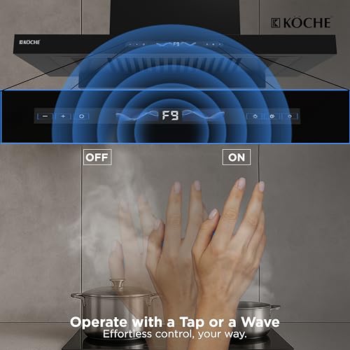 Image of KOCHE STARK 90 BLDC Chimney for Kitchen 90cm | 1500 m /hr Powerful Suction | Gesture & Touch Control | Auto Clean Filterless | 9+1 Turbo Speeds | Low Noise | 12 Years Warranty
