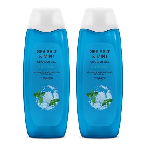 by Amazon Gel de ducha de sal marina y menta, 2 x 500 ml