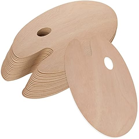 ZOEYES 20 Pack Wood Painting Palette, Oil Wooden Paint Palette, Oval-Shaped Artist Painting Palette with Thumb Hole, Art Pallet for Painting (8 x 12 Inches) Cover