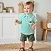 Toddler Baby Boy Lapel Collar Striped Print Polo Shirt Short Sleeve Embroidery T-Shirt Tees Tops Summer Clothes (A-Green, 18-24 Months)