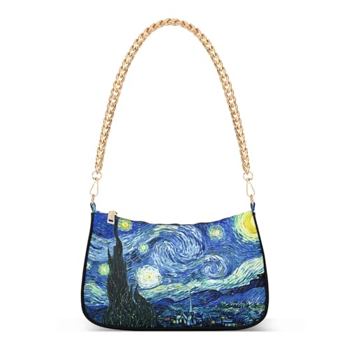 Shoulder Bags for Women Vincent Van Gogh Starry Night Hobo Tote Handbag Small Clutch Purse with Zipper Closure