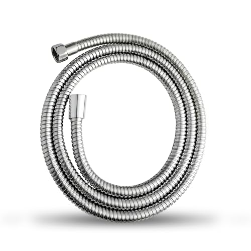 OFFO Flexibler Edelstahl Duschschlauch,Brauseschlauch 2m, G1/2 Zoll Standard Anschluss, Leckfrei und Anti-Knick, Leicht zu reinigen, für Dusche Badezimmer​, Chrom