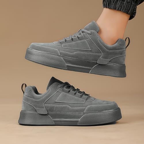 Plus Size Men's Stylish Thick Sole Skate Shoes - Solid Color, Lace-Up Casual Sneakers with Height Boost & Comfortable EVA Sole for All Seasons4