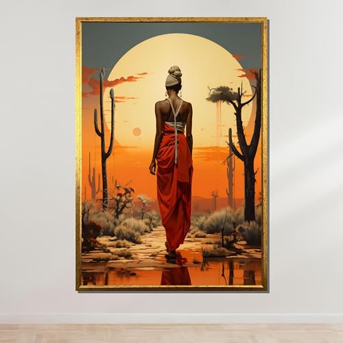 Tableau sur toile coucher du soleil africain tendu sur cadre de haute précision