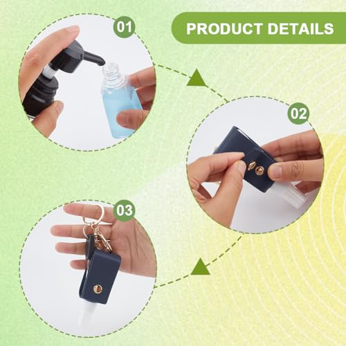 CALFOVERA 4 Farben Reise Flaschen Schlüsselanhänger Aus PU Leder Handdesinfektionsmittel Halter Schlüsselring 30 ml Tragbarer Kleiner Nachfüllbarer Handdesinfektionsmittel Behälter Schlüsselanhänger