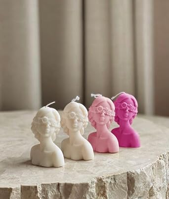 PICKKART Flower Girl Candle - Rose Scented Blind Fold Lady (Pack of 4) Candle Gift