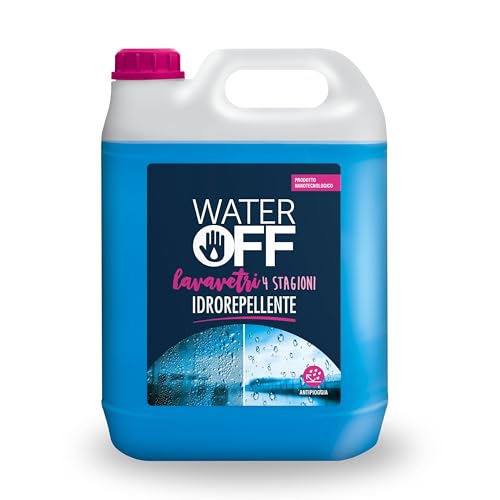 Water Off – Liquido Lavavetri Repellente Pioggia, Migliora la Visibilità, Effetto Idrorepellente, Auto, Pronto All’uso, Per Tutte le Stagioni, 5l