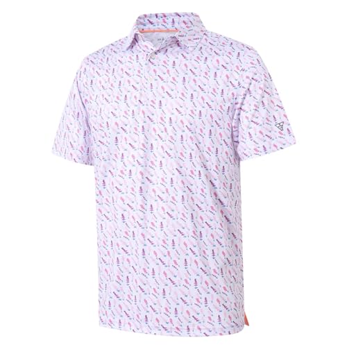 Image of Golf Shirts for Men Dry Fit Short Sleeve Print Performance Moisture Wicking Polo Shirt