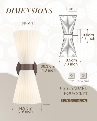 Image of HWH Indoor Wall Sconces Set of 2, 2-Light Vanity Lights, 5HZG97B-2W-2PK ORB