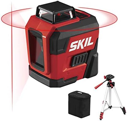 SKIL 65ft. 360° Red Self-Leveling Cross Line Laser Level with Horizontal and Vertical Lines Rechargeable Lithium Battery with USB Charging Port, Compact Tripod & Carry Bag Included - LL932201