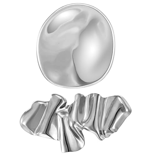 XLIUAX 2 Stück Gold Unregelmäßige Brosche Geometrische Metal Brosche Stilvolle Anstecknadel für Damen Mantel Abendkleid Schmuck(Silber)