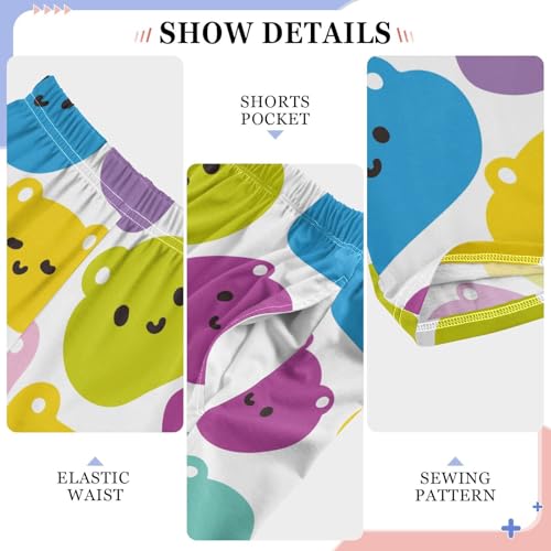 Boys' Pants Big Cute Bear Face Colorful Long Bottoms Jogger Pants Elastic Waist Trousers with Pockets S-XL4