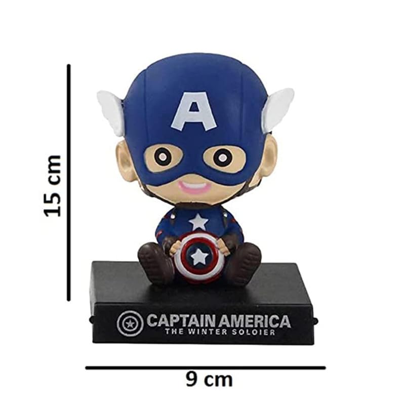 Image of Super Hero Action Figure Limited Edition Bobblehead with Mobile Holder for Car Dashboard, Office Desk & Study Table (Captain America Winter Soldier)