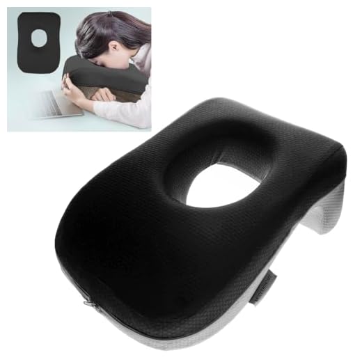 Vandue Modern Home Deluxe Memory Foam Travel Nap/Sleeping Pillow - Firm Support Desktop Face Cushion (Black/Gray)