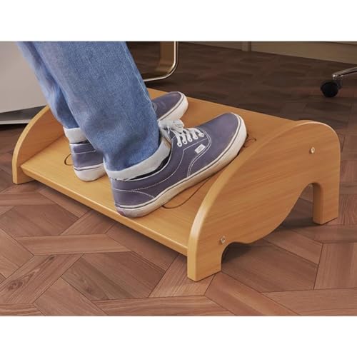 Reposapiés ergonómico de bambú para debajo del escritorio, taburete inclinado para adultos, ideal para lactancia, alivia la fatiga del pie para el trabajo y el hogar