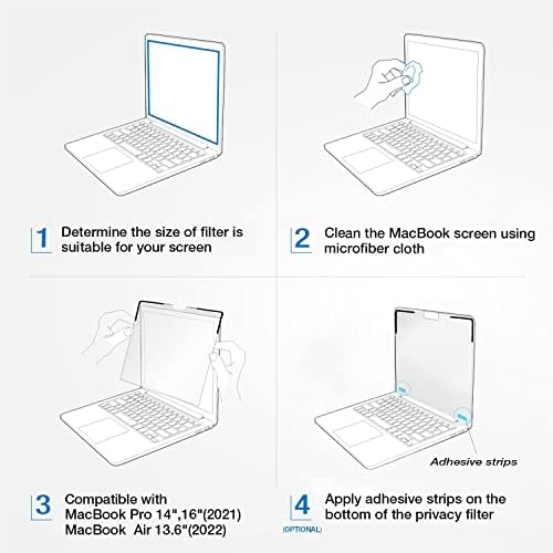 SenseAGE Magnetic Privacy Screen Filter for Macbook Pro 14 inch 2021 M1 Pro/M1 Max A2442, Easy On/Off Anti-Blue Light Privacy Screen Protector, Compatible for Macbook Pro 14 inch 2021