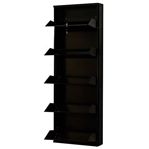 Image of DELITE KOM DKR5CF CF Wall Mounted Metal Shoe Rack (Dark Brown, 5 Shelves, 24 Inches)
