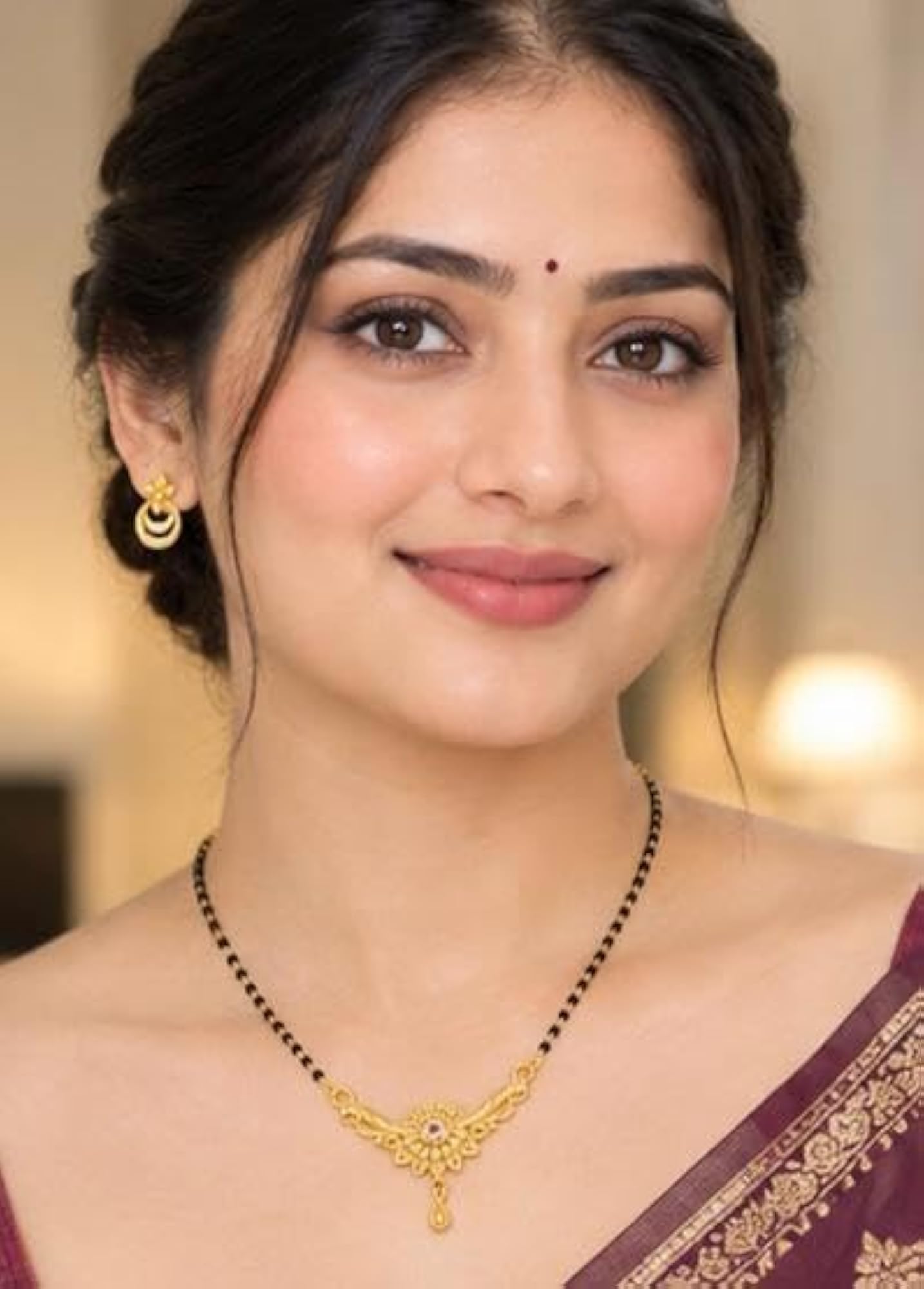 Women's Plated Mangalsutra with Black Bead Chain