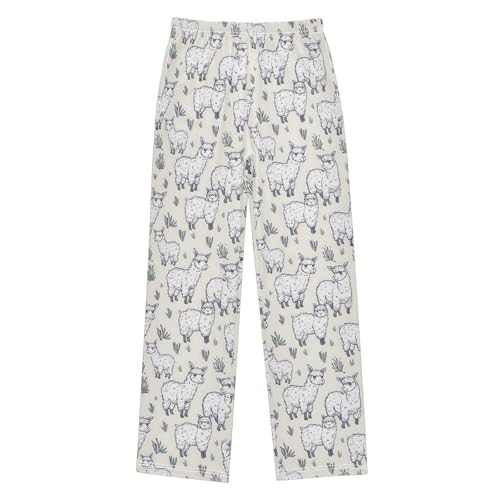 Alpacas Hand Drawn Long Pajama Pants Bottoms Soft Sleepwear with Pockets