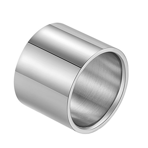 Bague homme acier inoxydable 18mm large alliance motard anneau punk