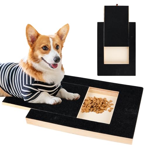 Kratzbrett für Hunde mit Leckerlibox 35x25x3cm, Stressfrei Kratzbrett für Hundekrallen,Sandpapierbrett Scratch Board Dog für Nägel Alternative zu Krallenschleifer für Hunde/Krallenschere für Hunde