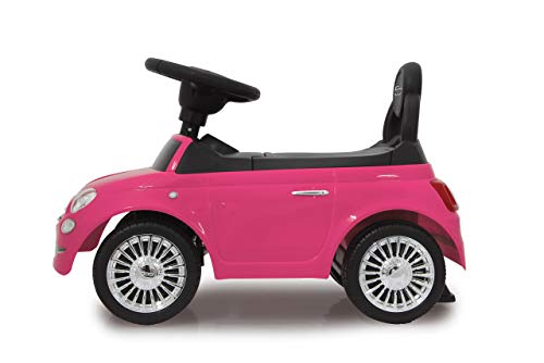 JAMARA 460436 Rutscher FIAT 500 - Kinderfahrzeug, Offiziell lizenziert, Kofferraum unter der Sitzfl&auml;che, Schub-und Haltegriff, Verschiedene Sounds, Hupe, originalgetreue Optik, pink