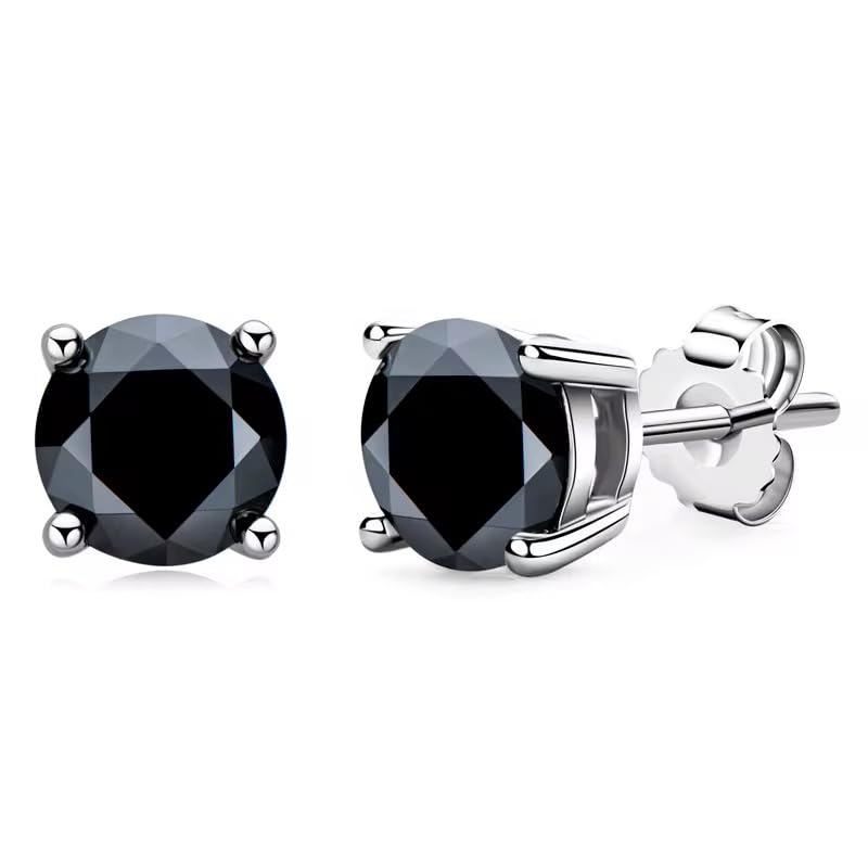 Boucles d'oreilles moissanite noire argent 925 anti-allergie