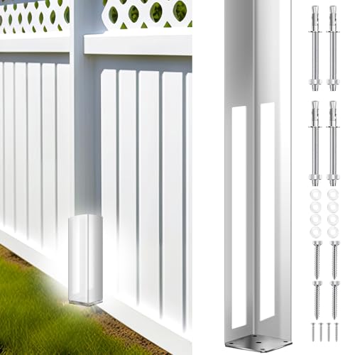 Image of Hicarer 1 Set 5 inch x 5 inch x 24 inch Vinyl Fence Concrete /Wood Post Mount Tower with Mounting Kit Heavy Duty Fence Post for Vinyl Newel Posts Repair - Galvanized Steel, 300 Lbs Load Capacity