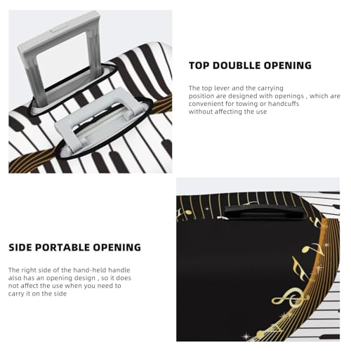 Golden Piano Music Note Luggage Cover Washable Elasticated Luggage Covers for Suitcase TSA Approved Stylish Scratch Resistant Luggage Case Protector4