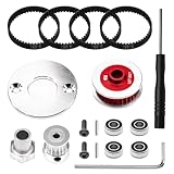 CHRCOED TT02 Belt Drive, RC Car Belt Drive Transmission Gears System, 32T /16T Aluminum Pulley Gear, Metal Spur Gear for Tamiya 1/10 4WD Shaft Drive On Road RC Car TT-02 Red