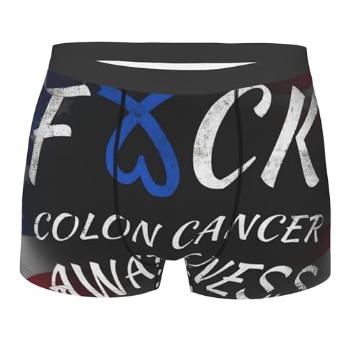 LKESMEOGP Fu-Ck colon cancer awareness Boxer Brief for Men Breathable Underwear Elastic Boxer Short Leggings Gifts For Boyfriend