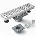 EMBATHER 12 Inches Shower Drain with Removable Strainers,PVC Shower Drain Base for Bathroom Floor Drain,Brushed Nickel Stainless Finished