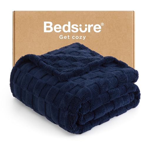Bedsure GentleSoft Navy Blue Throw Blanket for Couch - Super Soft Cozy Blankets Gifts for Women Men Girls, Cute Small Fleece Throws for Bedroom Home Decor, 50x70 Inches