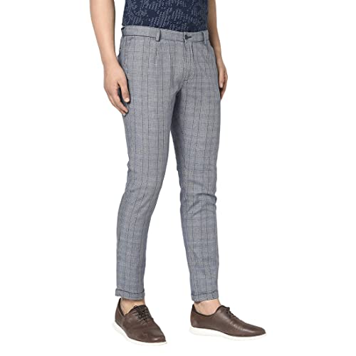 Image of blackberrys Checks Cotton Blend Skinny Fit Mens Trousers (S21BB77A2JS21F1-P)