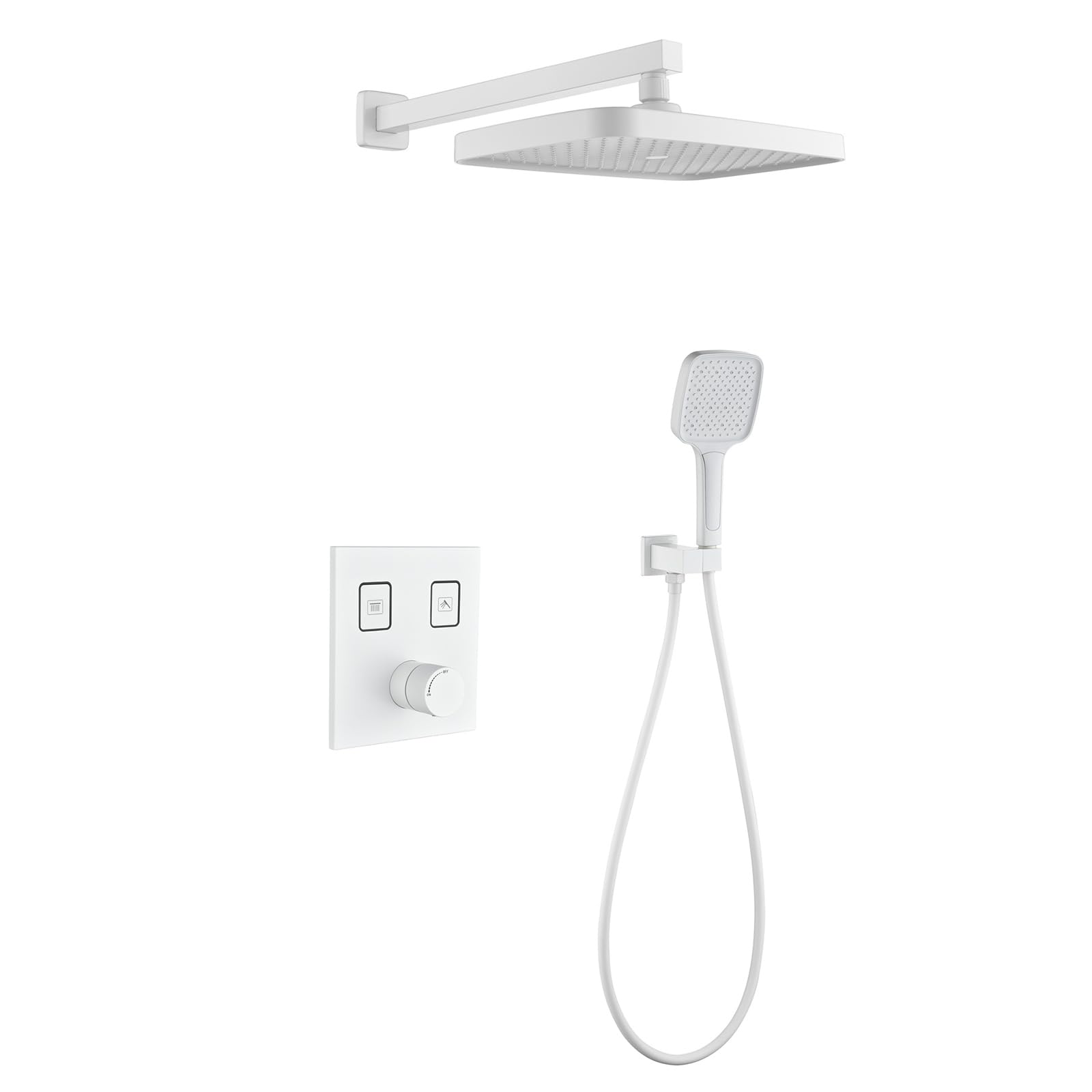 Ciel de Pluie Douche Encastrable Blanc avec Affichage Digital et Touches du Piano XJTNLB