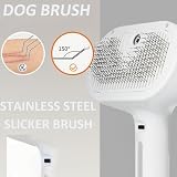 Renu Dog Brush - 3-in-1 Self-Cleaning Steamy Pet Brush for Dogs & Cats, Fresh Fur Shower Brush That Removes Loose Hair, Reduces Shedding, Grooming Tool for Long & Short Hair, Wet or Dry Use (White)