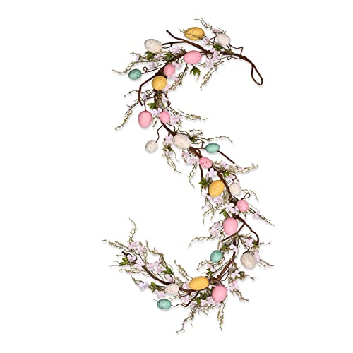 Ddhs Easter Garland，6 Feet Garland For Mantle Colored Eggs And Pink Flowers Dead Branches， Colorful Suitable For Holiday Parties Indoor Home Decoration #TOP5