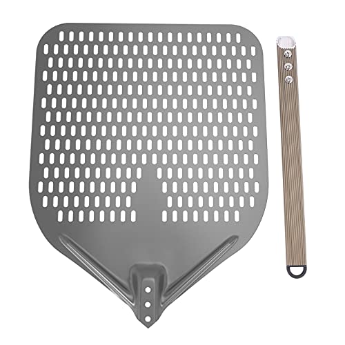 Huhebne Pá de Pizza Retangular de 14 Polegadas, Pá de Pizza Perfurada Casca de Pizza de AlumíNio, Fe