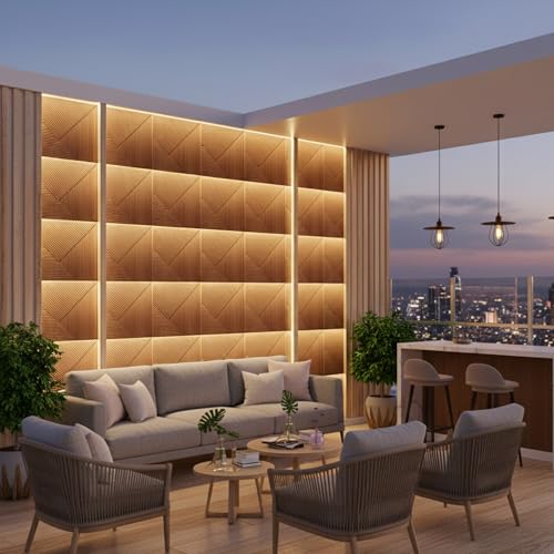 Image of Kayra Decor 3D PVC Wall Panel - Fluted Design Gold Color 19.7 inch x 19.7 inch (Pack of 40) - Covers 107.80 Sq. Ft.
