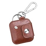 Fintie Case with Carabiner Keychain for Tile Mate (2016 & 2018)/ Tile Pro/Tile Sport/Tile Style Key Finder Phone Finder, Anti-Scratch Vegan Leather Protective Skin Cover with Speaker Cutout, Brown