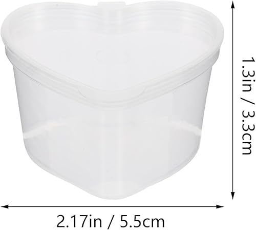 Miniatura 6 de 50 recipientes de almacenamiento en forma de corazón de 1.7 onzas, caja pequeña de plástico con tapas con bisagras, taza de porciones desechable