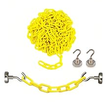 Reliabe1st Yellow Plastic Safety Barrier Chain 13 Feet with 2 Magnetic Hooks | Loading Dock Kit | Caution Security Chain Safety Chain for Crowd Control, Construction Site | Safety Barrier