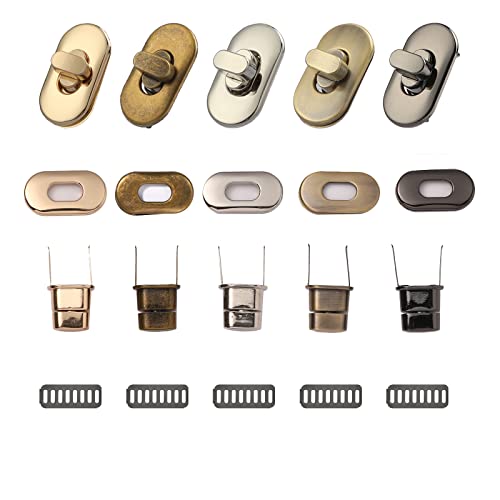 TXIN 15 Pieces Twist Lock Fastener Purse Turn Locks Clasp Bag Closure Metal Clip Hardware for DIY Handbag Craft Making Supplies