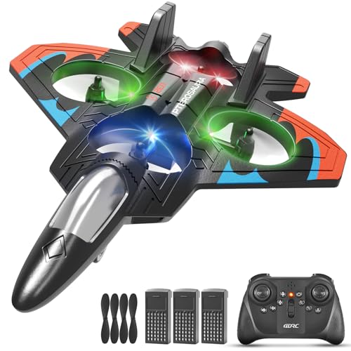 Image of Foam Remote Control Airplanes with 3 Batteries, RC Planes for Kids Adults 8-16, RC Airplane Fighter Jet with Light, 360 Flip Fighter Jet Toys, Stunt Roll, Airplane Toy Gifts for Kids Boys