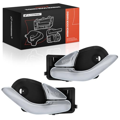 A-Premium Inside Interior Door Handles Compatible with Mazda Tribute 2001-2006, Black Housing with Chrome Lever, 2-PC Set, Front Driver and Passenger Side