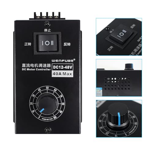 RATTMMOTOR DC Motor Speed Controller PWM 12V~48V DC Adjustable Electric Controller 1200W 25kHZ 40A with Speed Knob, LED Digital Voltage Display, Support Forward and Reverse