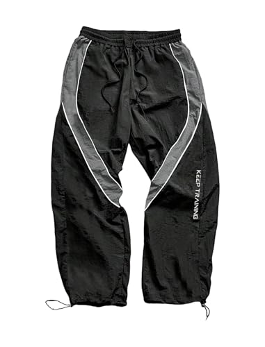 ZAFUL Men's Parachute Pants Baggy Color Block Y2k Drawstring Dance Track Trousers Seatpant
